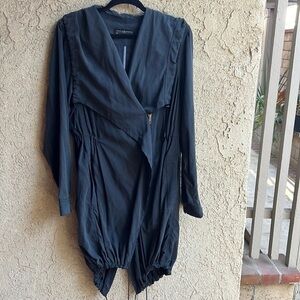 Peruvian Connection 100% silk size M hood river anorak jacket dark gray‎